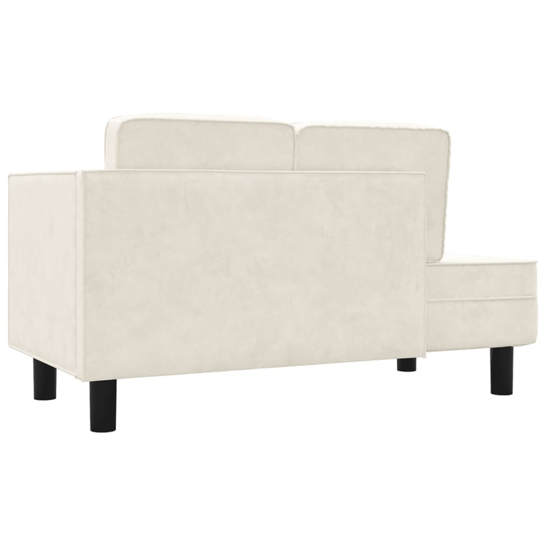 Chaise longue met kussens en bolster fluweel crèmekleurig