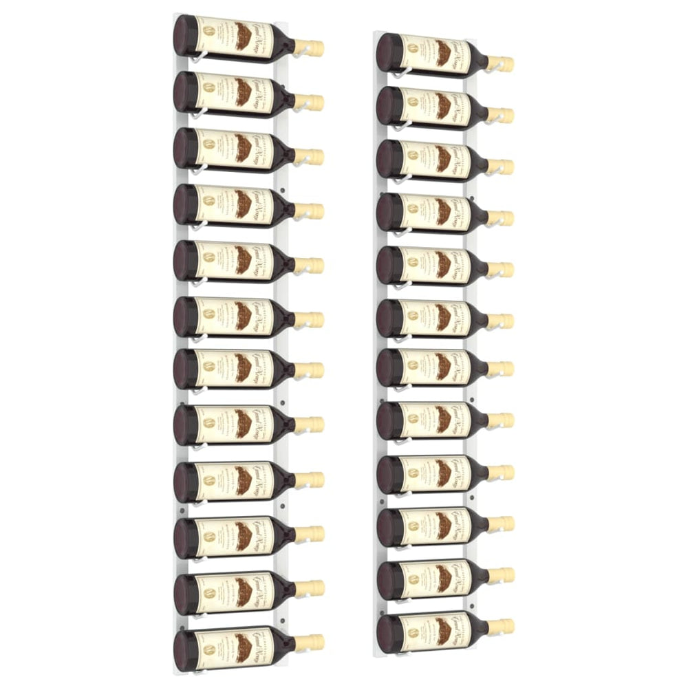 Wijnrekken 2 st voor 12 flessen wandmontage ijzer wit MeubelReus
