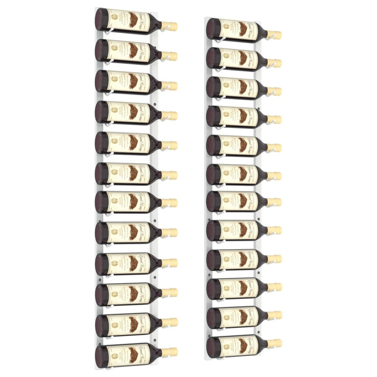 Wijnrekken 2 st voor 12 flessen wandmontage ijzer wit MeubelReus