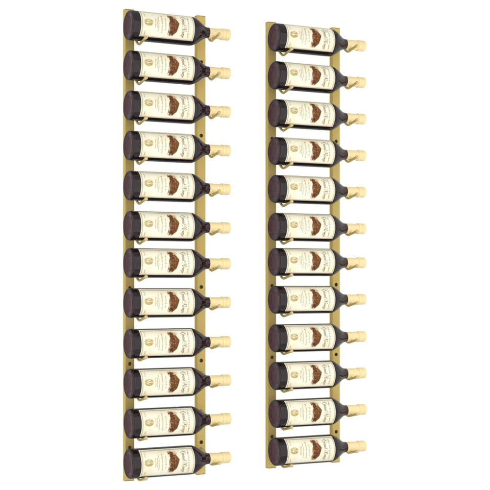 Wijnrekken 2 st voor 12 flessen wandmontage ijzer goudkleurig MeubelReus