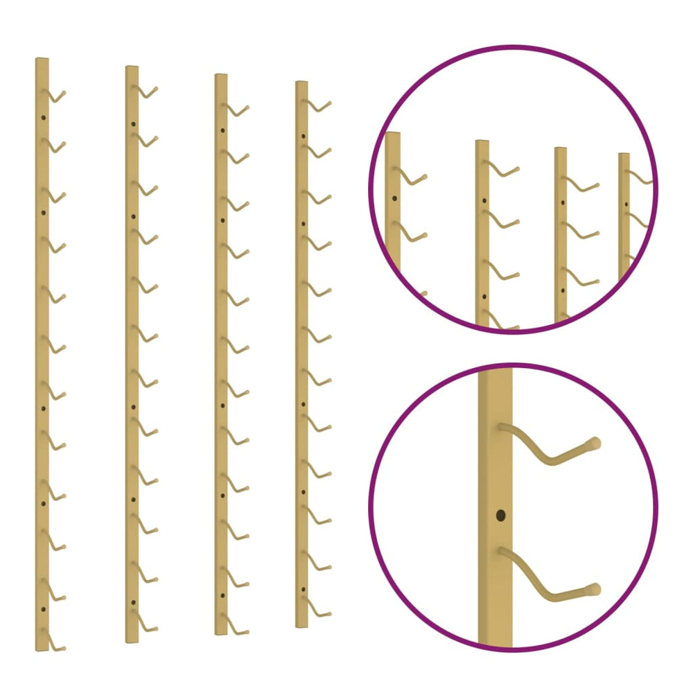 Wijnrekken 2 st voor 12 flessen wandmontage ijzer goudkleurig MeubelReus