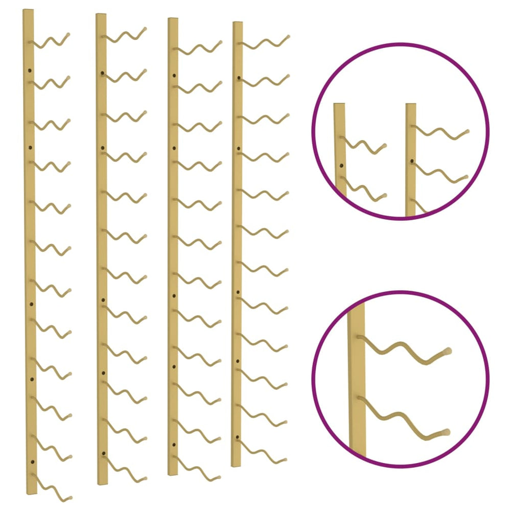 Wijnrekken 2 st voor 24 flessen wandmontage ijzer goudkleurig MeubelReus