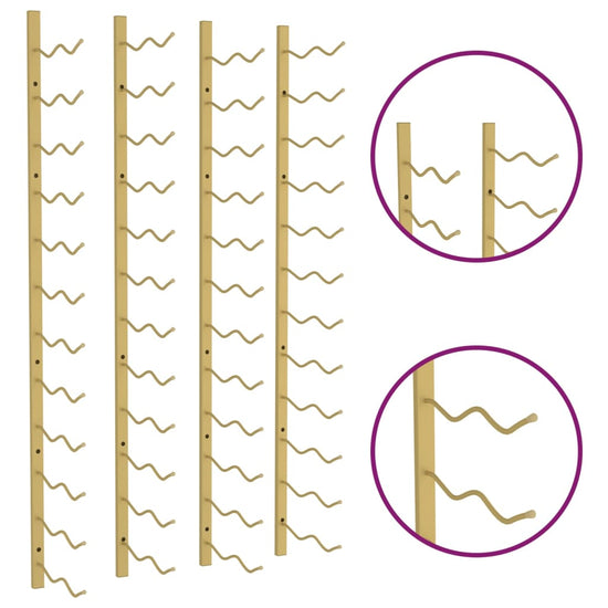 Wijnrekken 2 st voor 24 flessen wandmontage ijzer goudkleurig MeubelReus