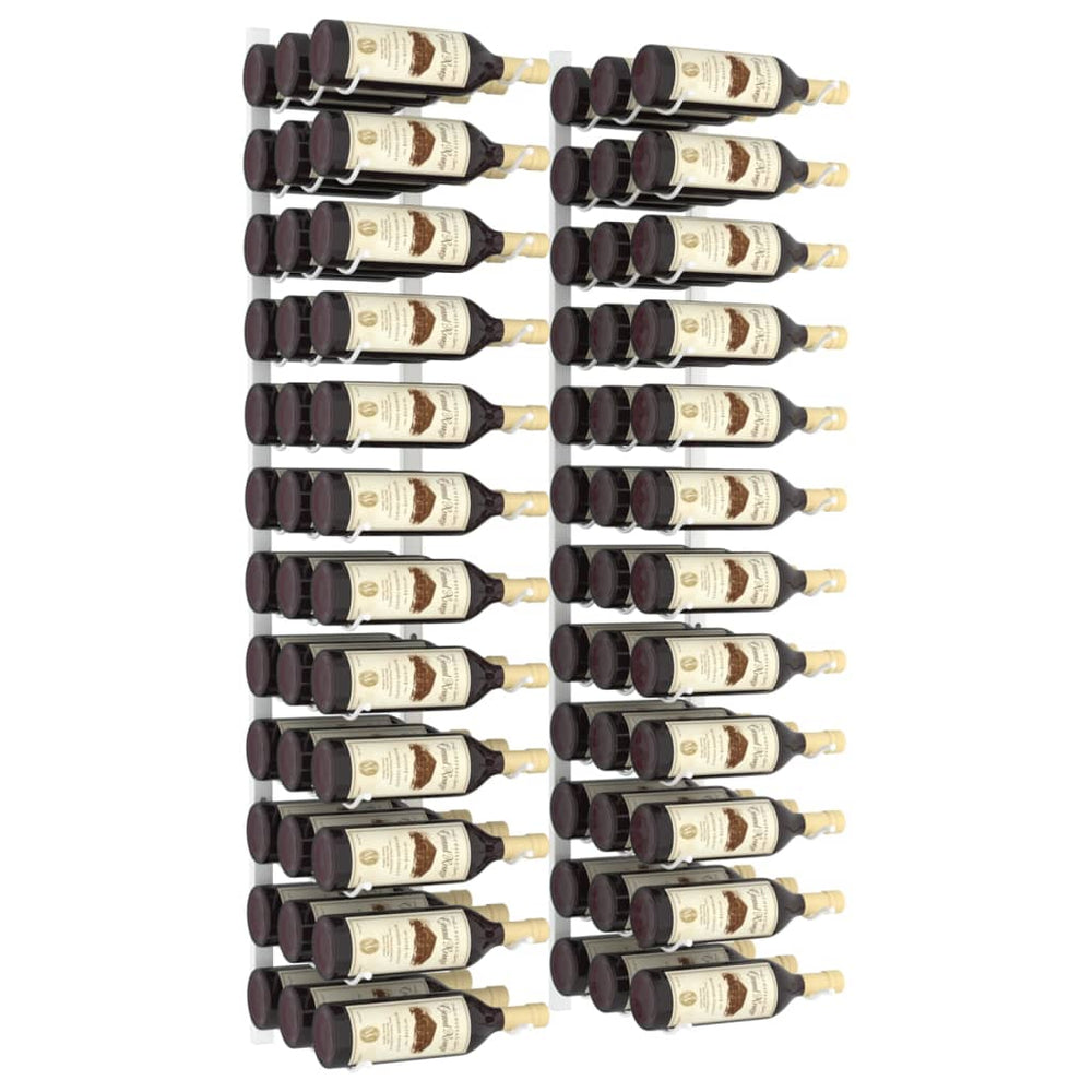 Wijnrekken 2 st voor 36 flessen wandmontage ijzer wit MeubelReus