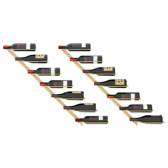 Wijnrekken 2 st voor 7 flessen wandmontage metaal goudkleurig MeubelReus