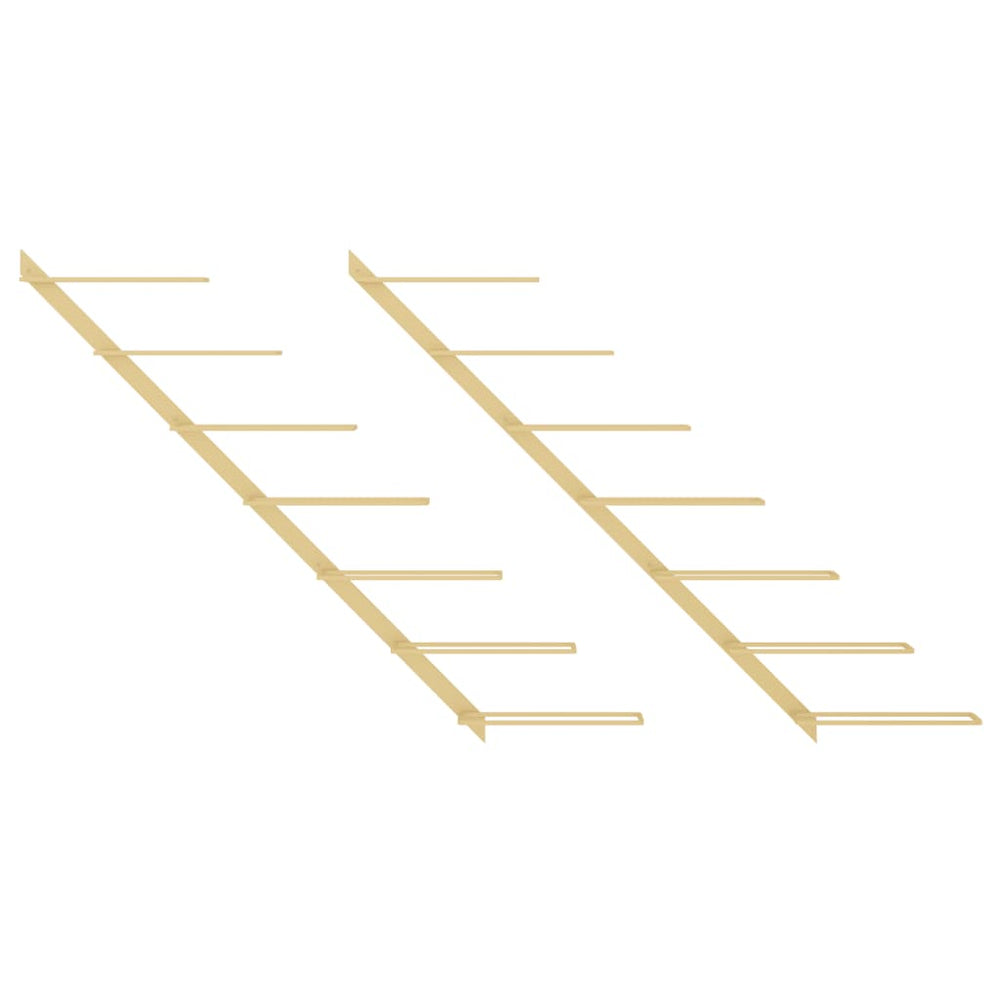 Wijnrekken 2 st voor 7 flessen wandmontage metaal goudkleurig MeubelReus