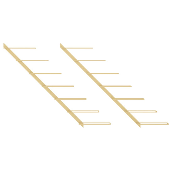 Wijnrekken 2 st voor 7 flessen wandmontage metaal goudkleurig MeubelReus