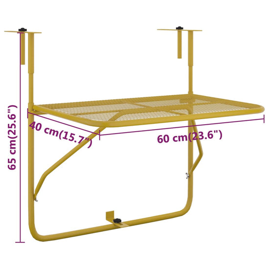 Balkontafel 60x40 cm staal goudkleurig MeubelReus