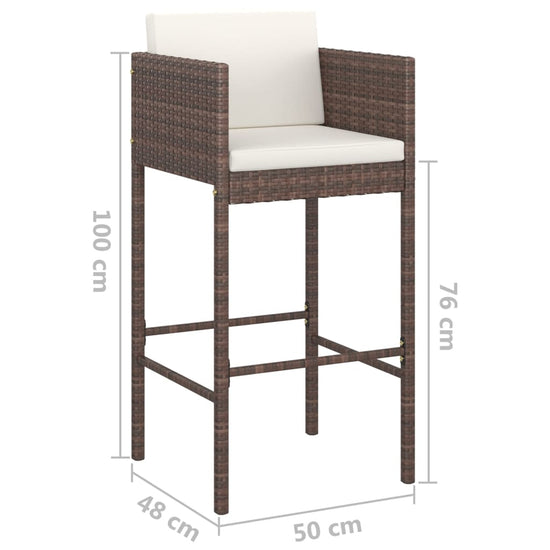 3-delige Tuinbarset met kussens poly rattan bruin MeubelReus