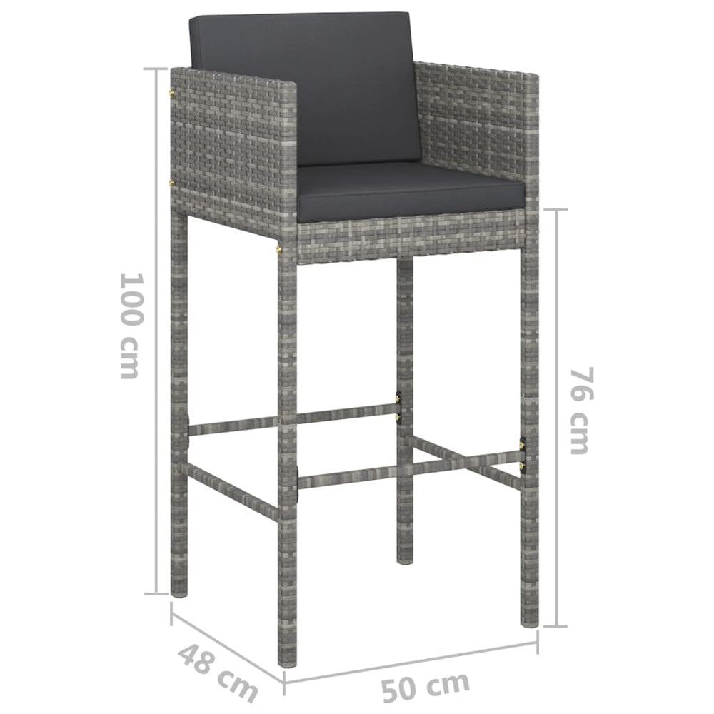 3-delige Tuinbarset met kussens poly rattan grijs MeubelReus