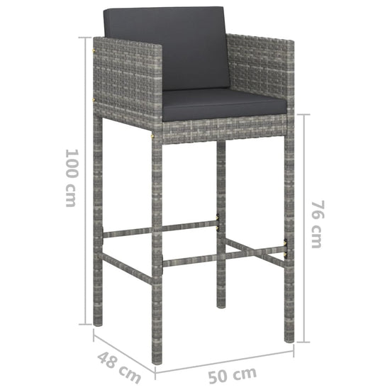 3-delige Tuinbarset met kussens poly rattan grijs MeubelReus