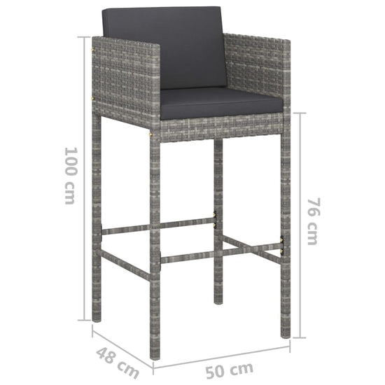 3-delige Tuinbarset met kussens poly rattan grijs MeubelReus