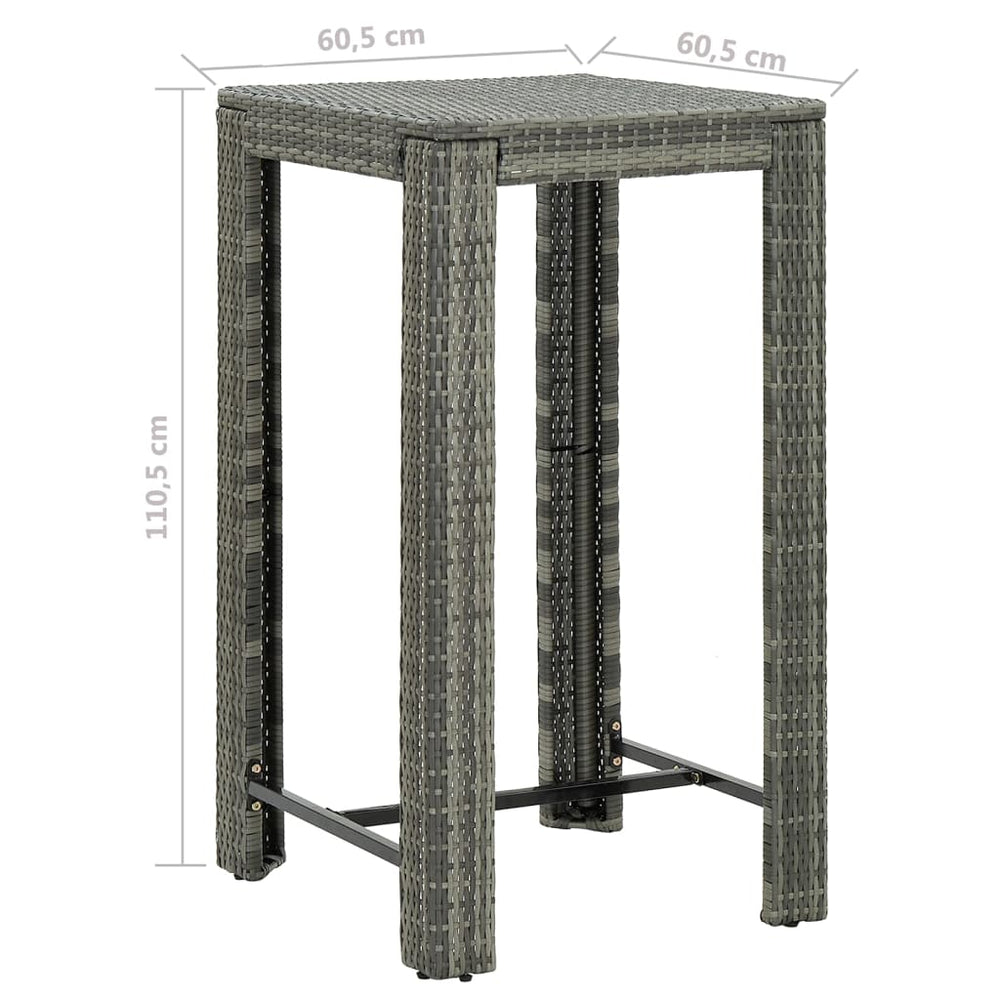 3-delige Tuinbarset met kussens poly rattan grijs MeubelReus