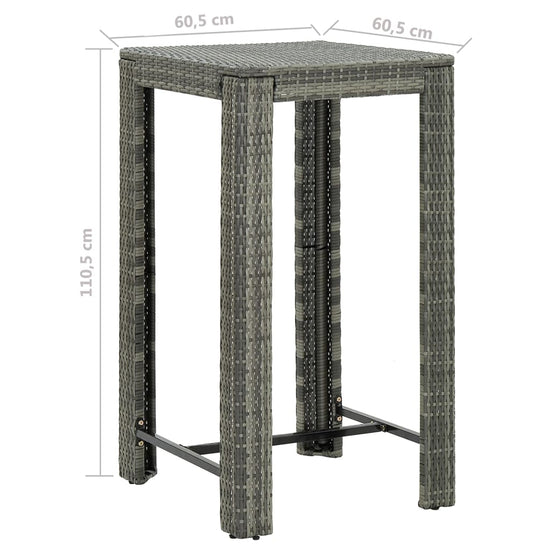 3-delige Tuinbarset met kussens poly rattan grijs MeubelReus