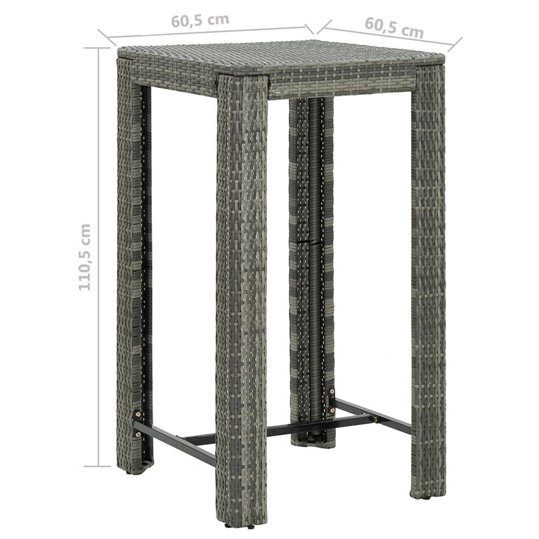 3-delige Tuinbarset met kussens poly rattan grijs MeubelReus