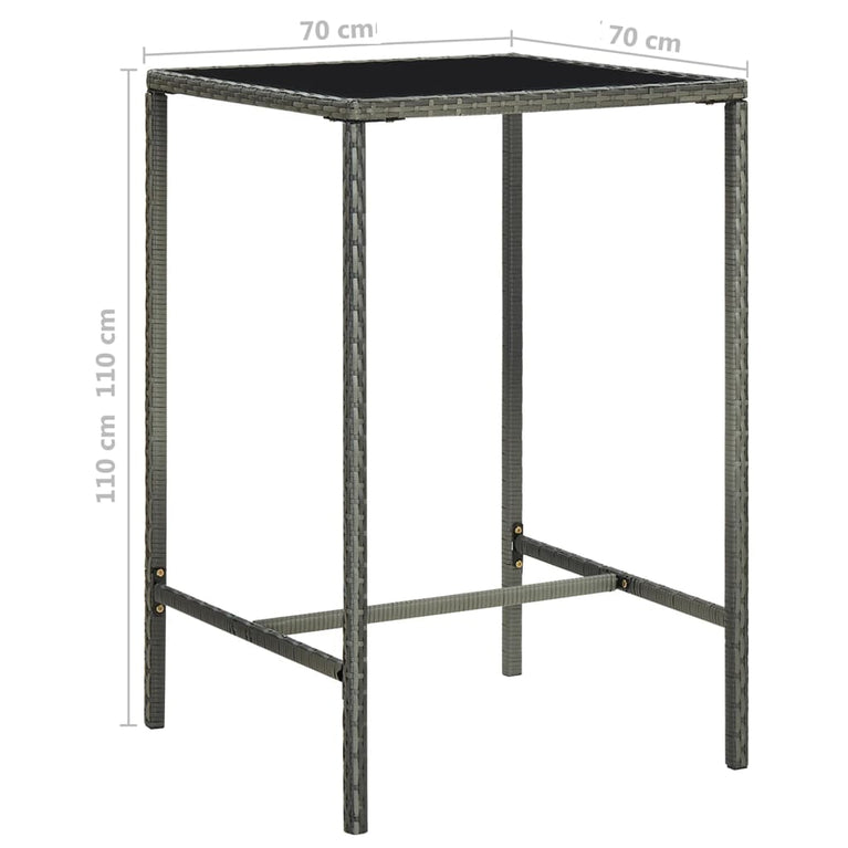 3-delige Tuinbarset met kussens poly rattan grijs MeubelReus