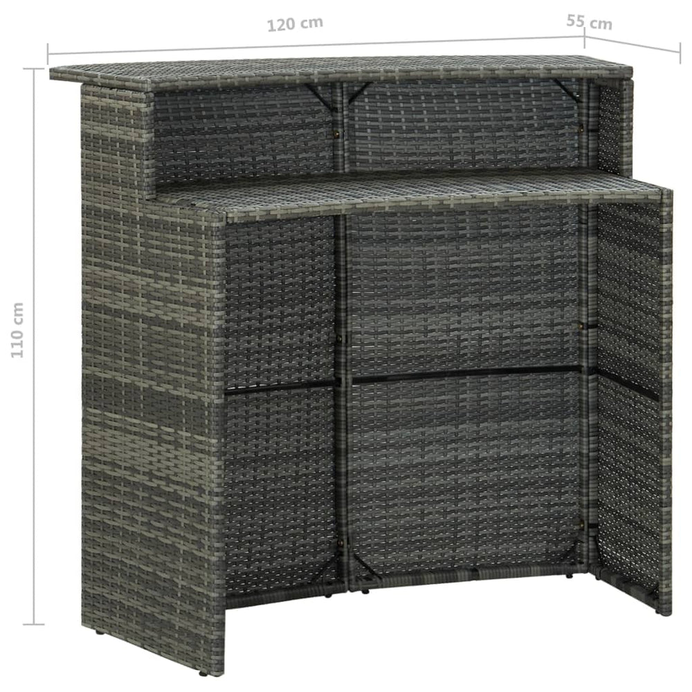 3-delige Tuinbarset met kussens poly rattan grijs MeubelReus