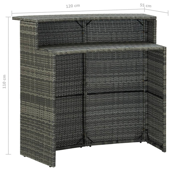 3-delige Tuinbarset met kussens poly rattan grijs MeubelReus