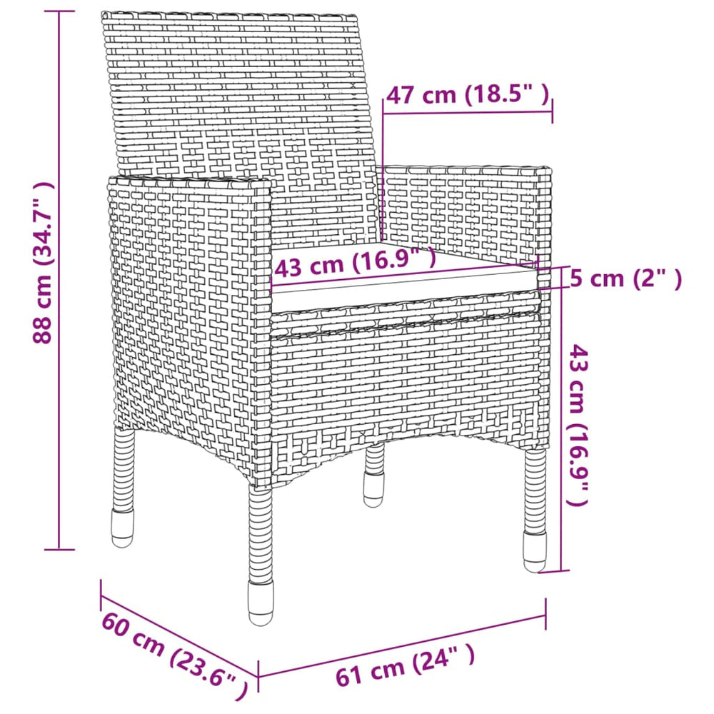 3-delige Tuinset met kussens poly rattan beige MeubelReus