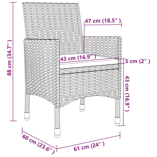 3-delige Tuinset met kussens poly rattan beige MeubelReus