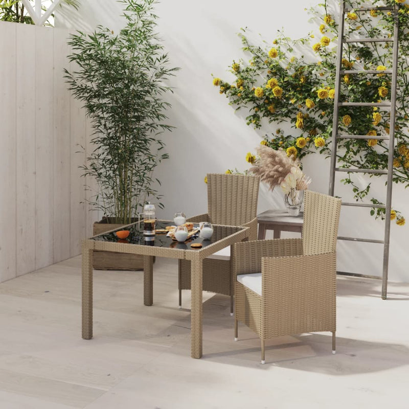 3-delige Tuinset met kussens poly rattan beige MeubelReus