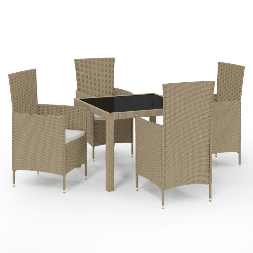 5-delige Tuinset met kussens poly rattan beige MeubelReus