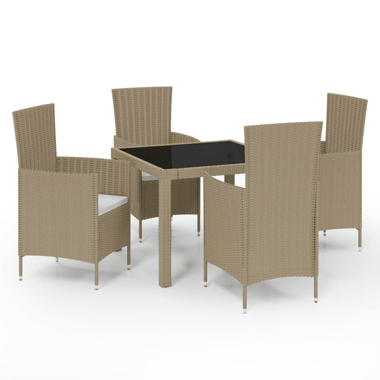 5-delige Tuinset met kussens poly rattan beige MeubelReus