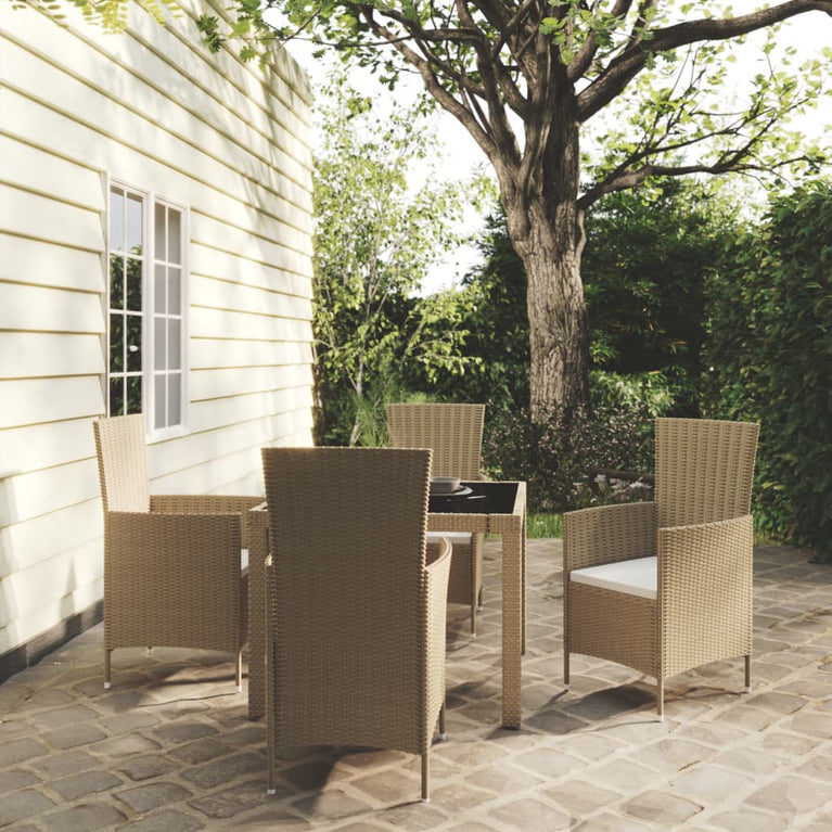 5-delige Tuinset met kussens poly rattan beige MeubelReus