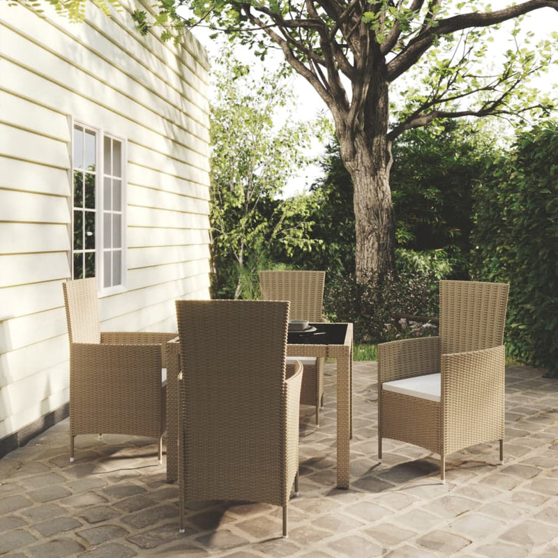 5-delige Tuinset met kussens poly rattan beige MeubelReus