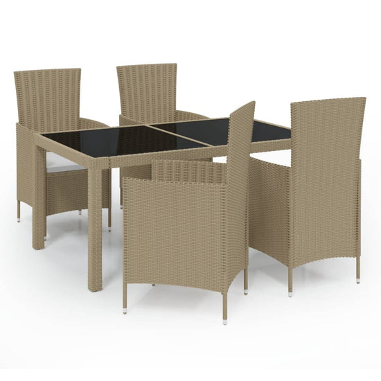 5-delige Tuinset met kussens poly rattan beige MeubelReus