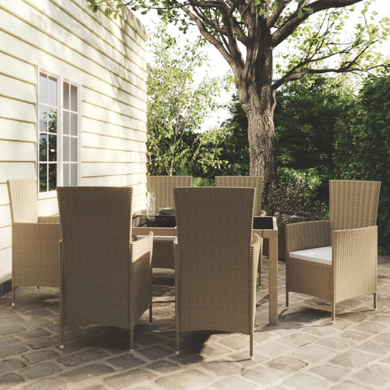 7-delige Tuinset met kussens poly rattan beige MeubelReus