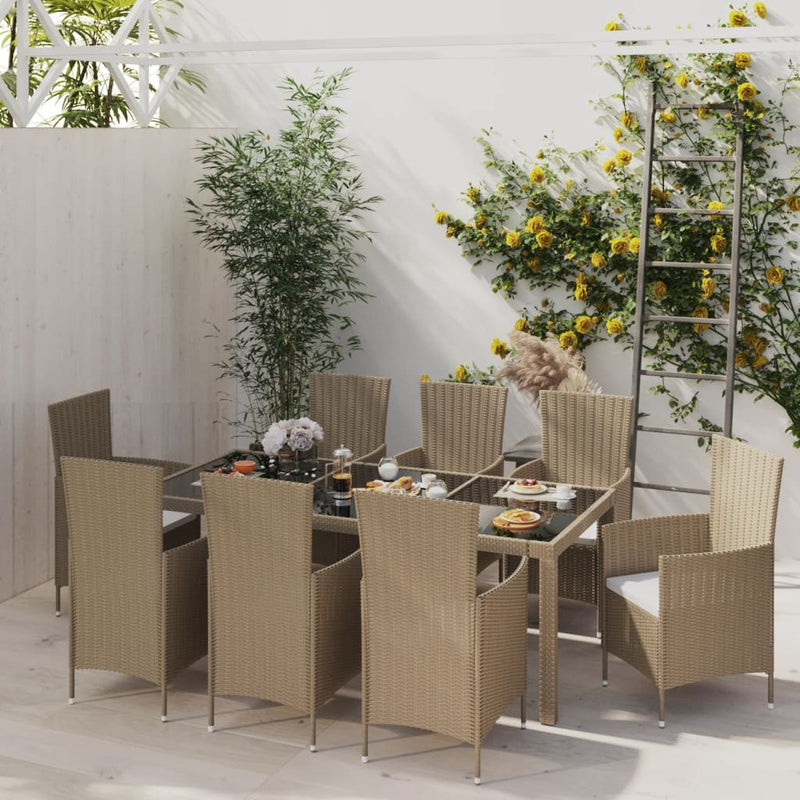 9-delige Tuinset met kussens poly rattan beige MeubelReus
