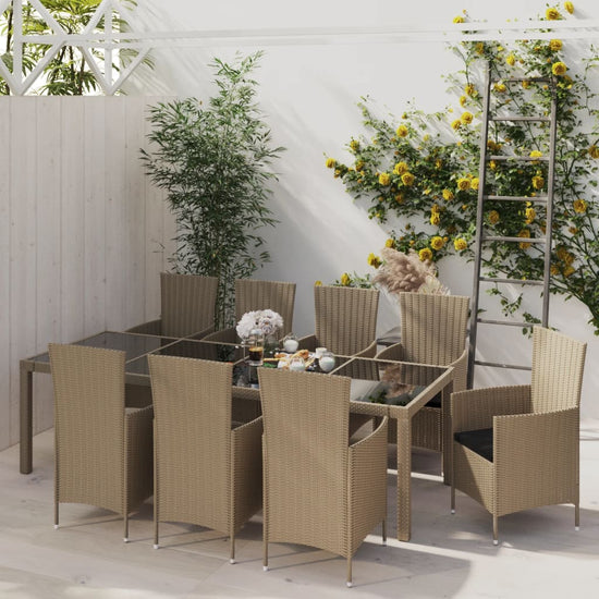 11-delige Tuinset met kussens poly rattan beige MeubelReus