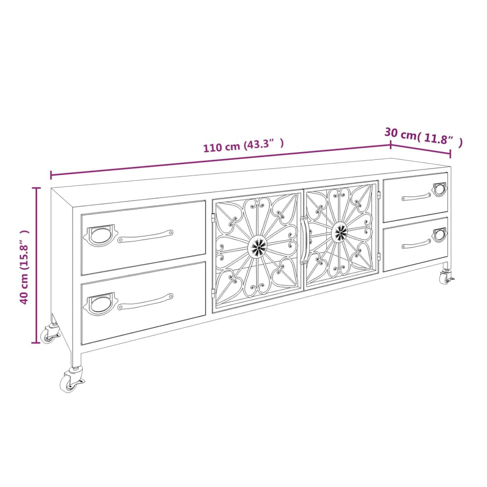 Tv-meubel 110x30x40 cm ijzer zilverkleurig MeubelReus
