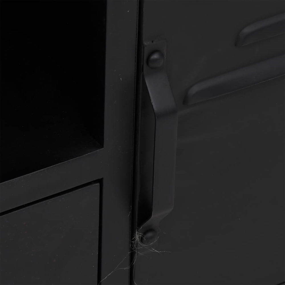 Tv-meubel 110x30x43 cm ijzer en massief vurenhout zwart MeubelReus
