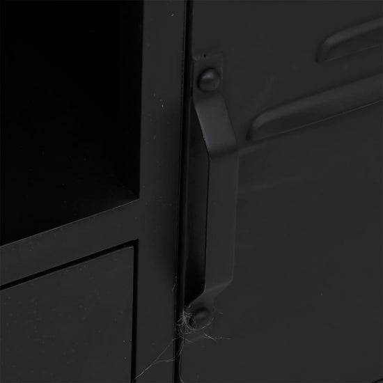 Tv-meubel 110x30x43 cm ijzer en massief vurenhout zwart MeubelReus