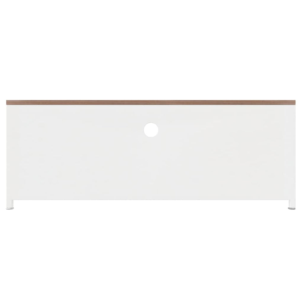 Tv-meubel 110x30x40 cm ijzer en massief vurenhout wit MeubelReus