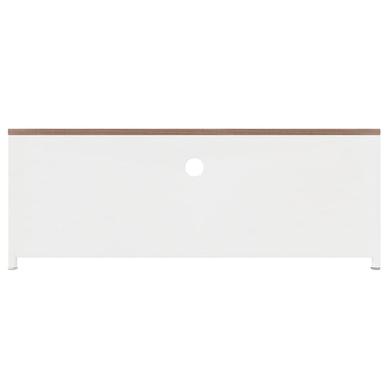 Tv-meubel 110x30x40 cm ijzer en massief vurenhout wit MeubelReus