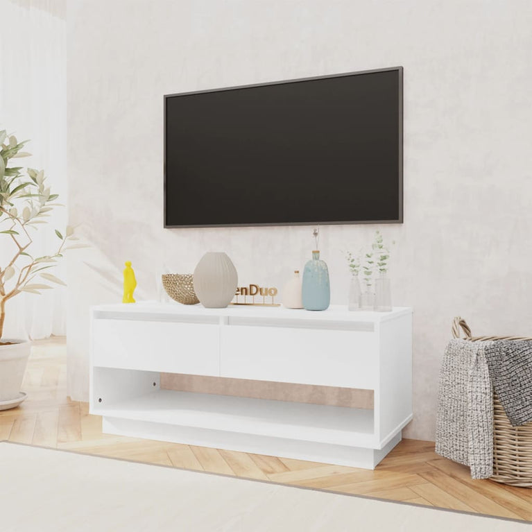 Tv-meubel 102x41x44 cm spaanplaat hoogglans wit MeubelReus