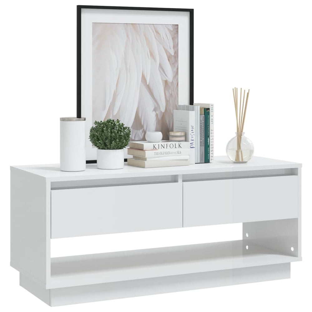 Tv-meubel 102x41x44 cm spaanplaat hoogglans wit MeubelReus