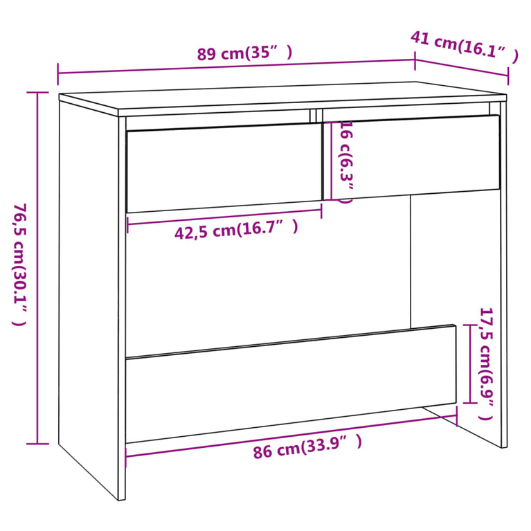 Wandtafel 89x41x76,5 cm staal sonoma eikenkleurig MeubelReus