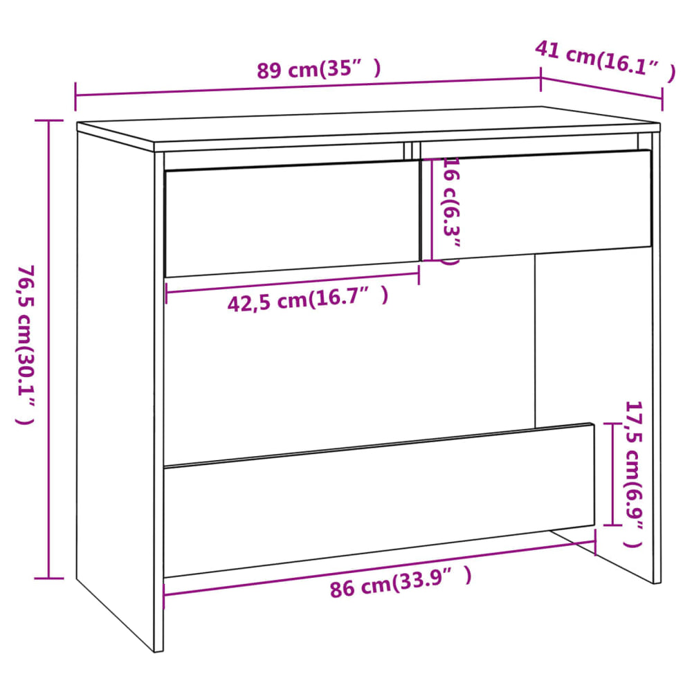 Wandtafel 89x41x76,5 cm staal betongrijs MeubelReus