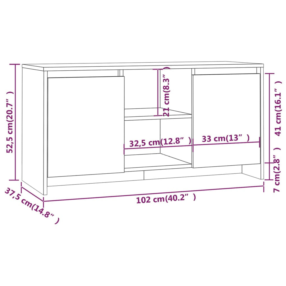 Tv-meubel 102x37,5x52,5 cm spaanplaat zwart MeubelReus