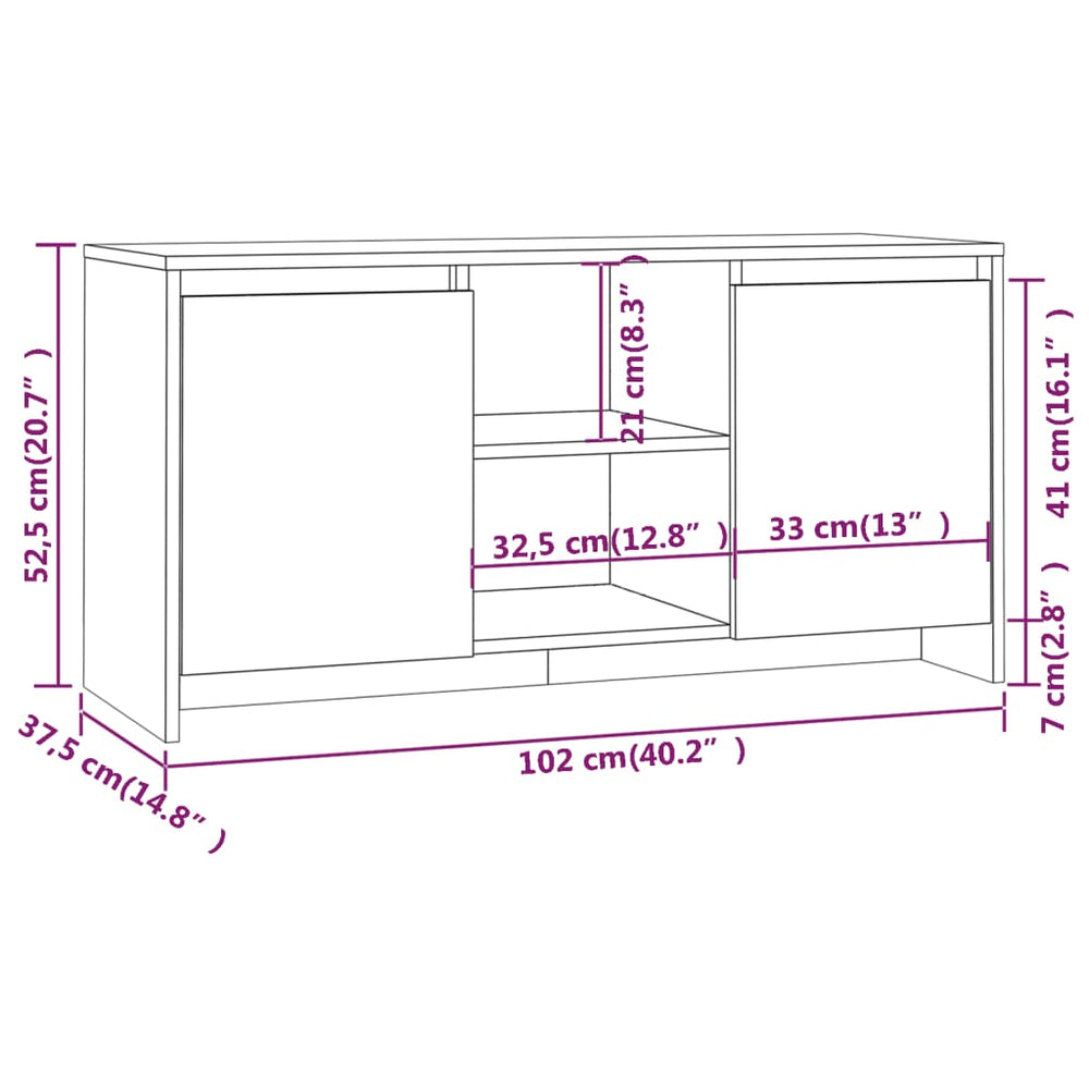 Tv-meubel 102x37,5x52,5 cm spaanplaat betongrijs MeubelReus