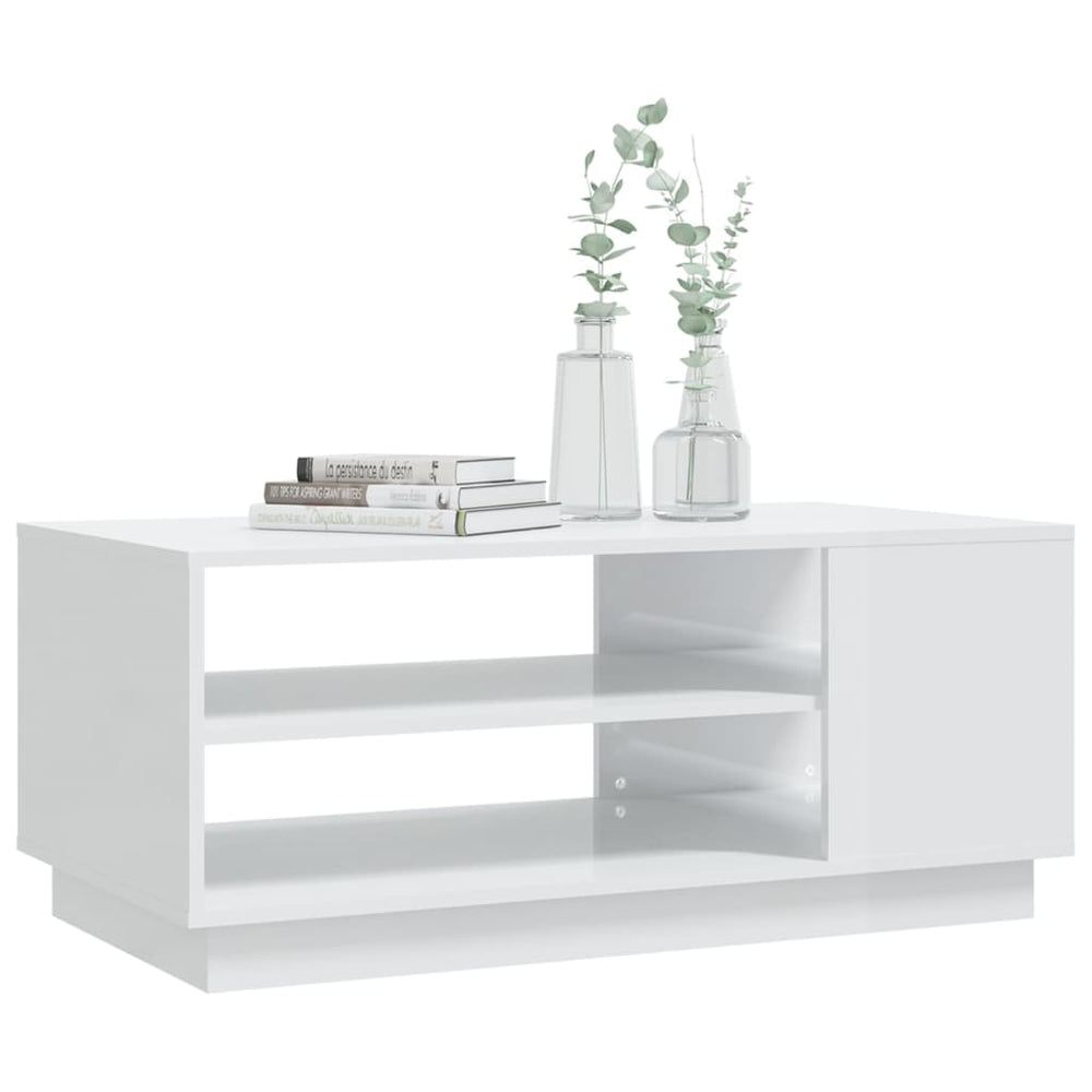 Salontafel 102x55x43 cm spaanplaat hoogglans wit MeubelReus