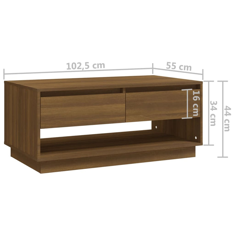 Salontafel 102,5x55x44 cm spaanplaat bruin eikenkleurig MeubelReus
