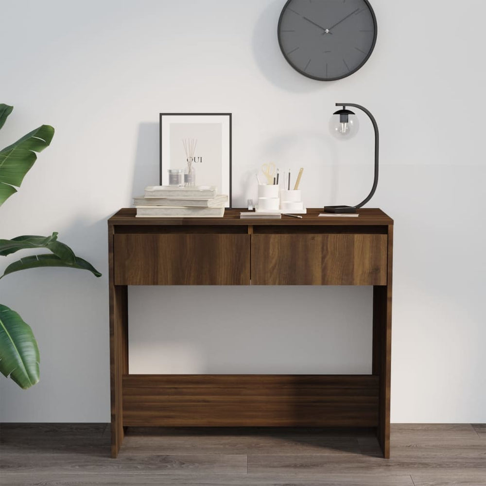 Wandtafel 89x41x76,5 cm staal bruineikenkleurig MeubelReus