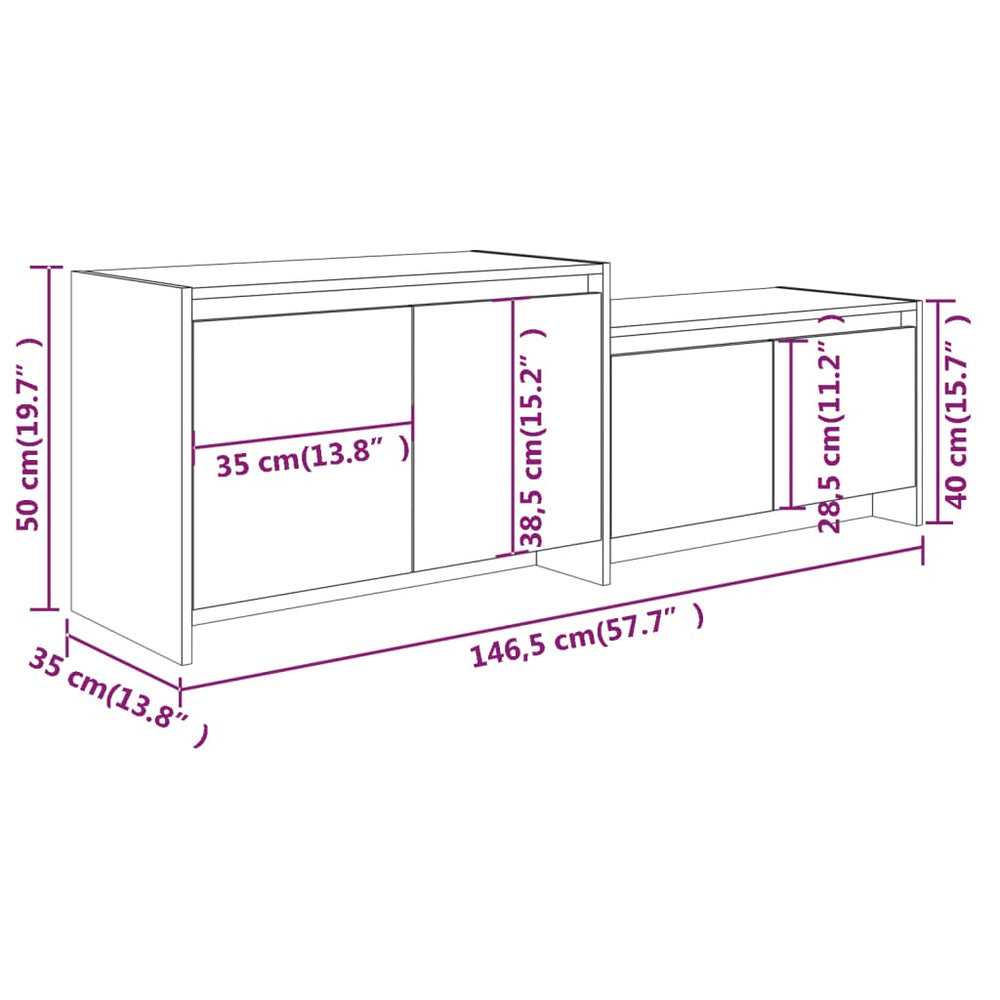 vidaL Tv-meubel 146,5x35x50 cm spaanplaat grijs sonoma eikenkleurig MeubelReus