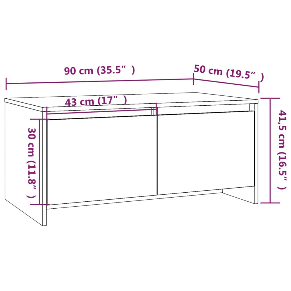 Salontafel 90x50x41,5 cm spaanplaat grijs sonoma eikenkleurig MeubelReus