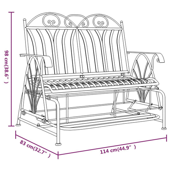 Schommelbank 2-zits 114 cm staal zwart MeubelReus